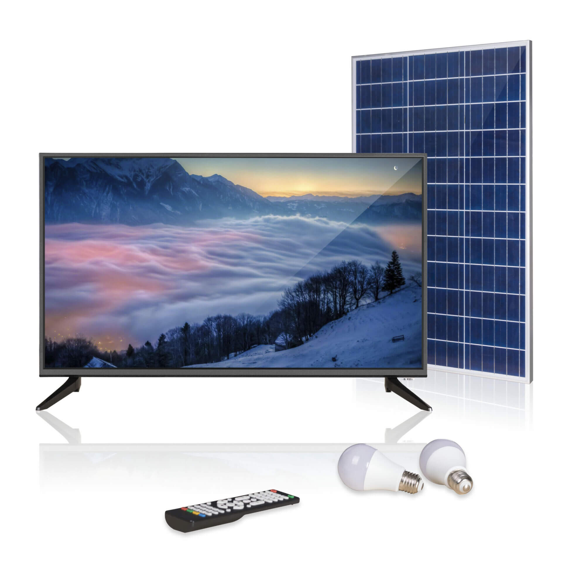 rechargeable all-in-one solar tv kit